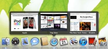 Miniaturfenster über dem Dock von Mac OS X